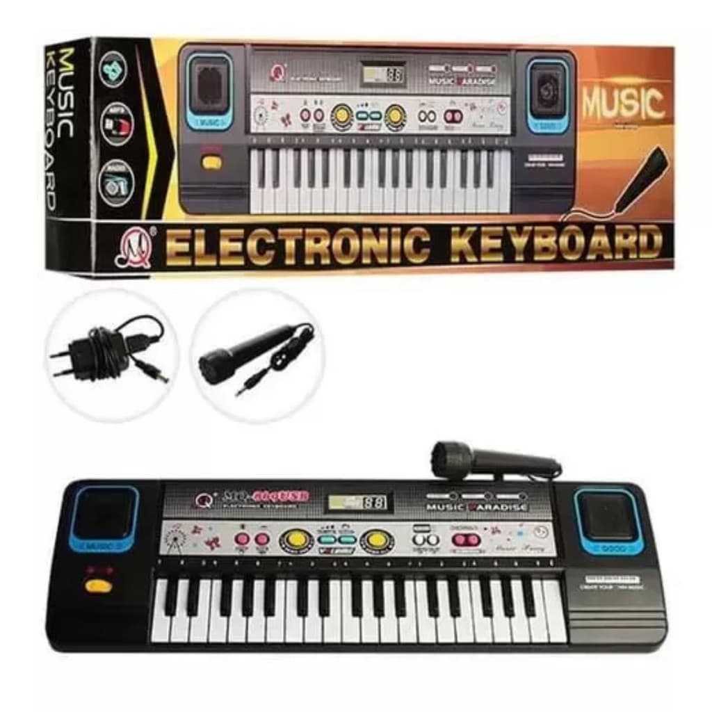 Piano Teclado Infantil C/ Microfone Fonte 37 Teclas Bivolt