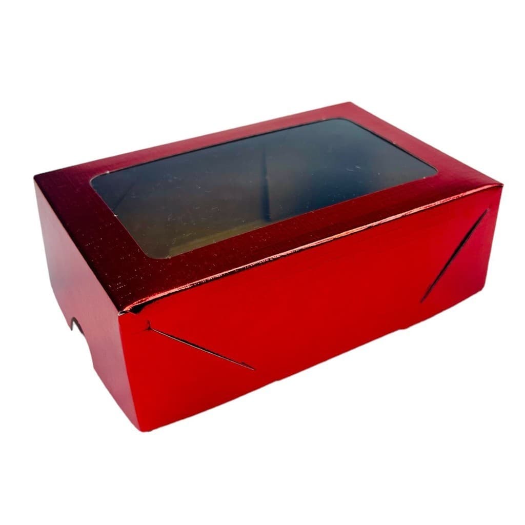 10 CAIXA LAMINADA C/ VISOR (06 DOCES) 4x12x8 cm VERMELHO 4679