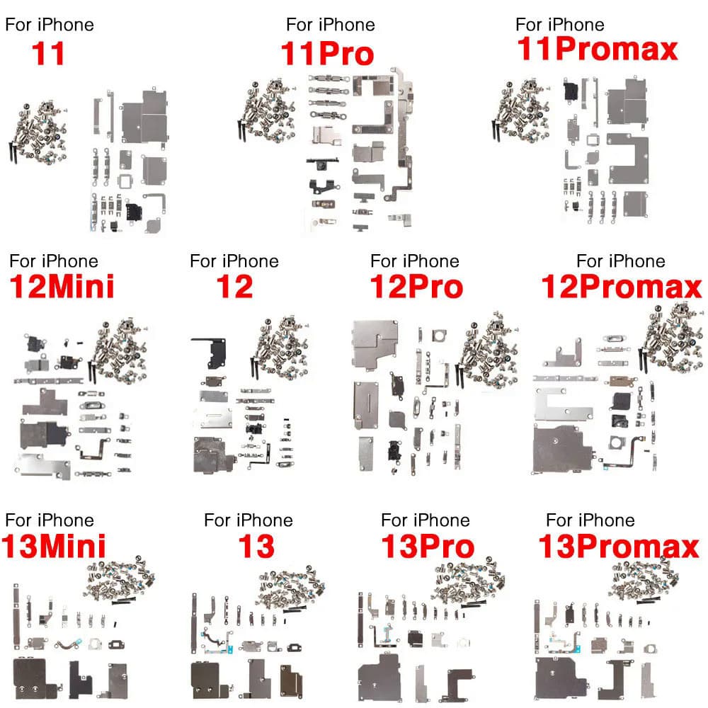 Peças De Reposição Do Conjunto Completo Interno Para iPhone 11 12 13 Mini Pro Max Placa De Suporte Metálica Pequena + Substituição De Todos Os Parafusos