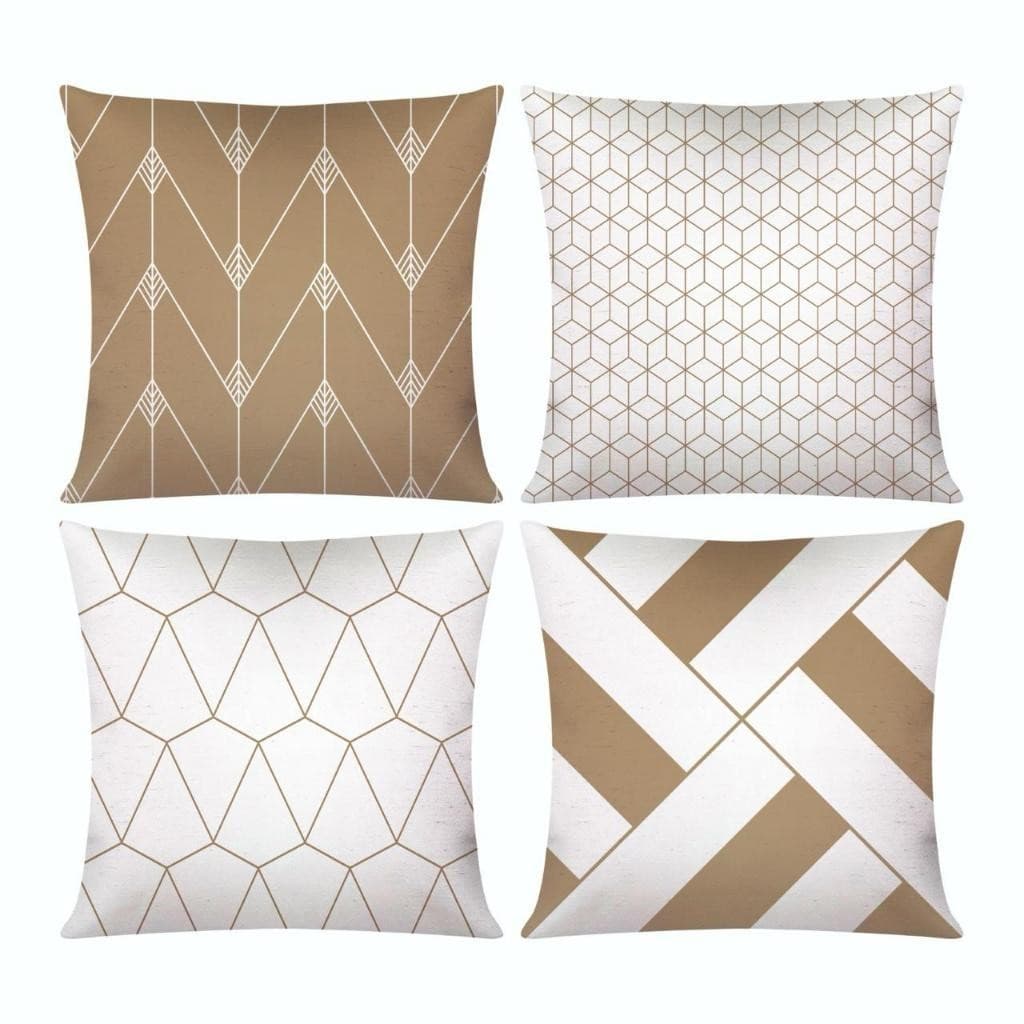 Kit c/ 4 Capas de Almofada Decorativas Modern Print 45x45 - Geométrica Nude