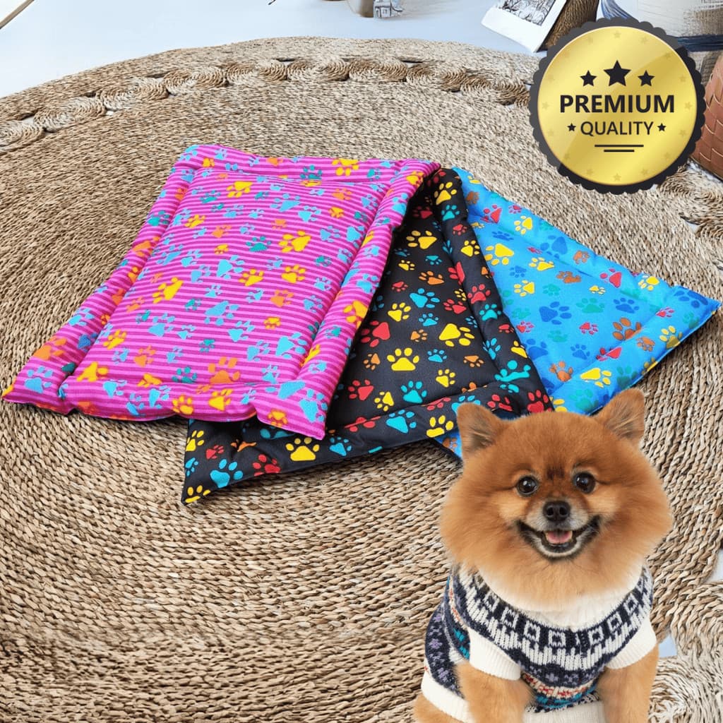 Cama Pet Patinhas Caminha Almofada Colchonete Cachorro Gato Preta Azul Rosa P 55x40 e G 70x60