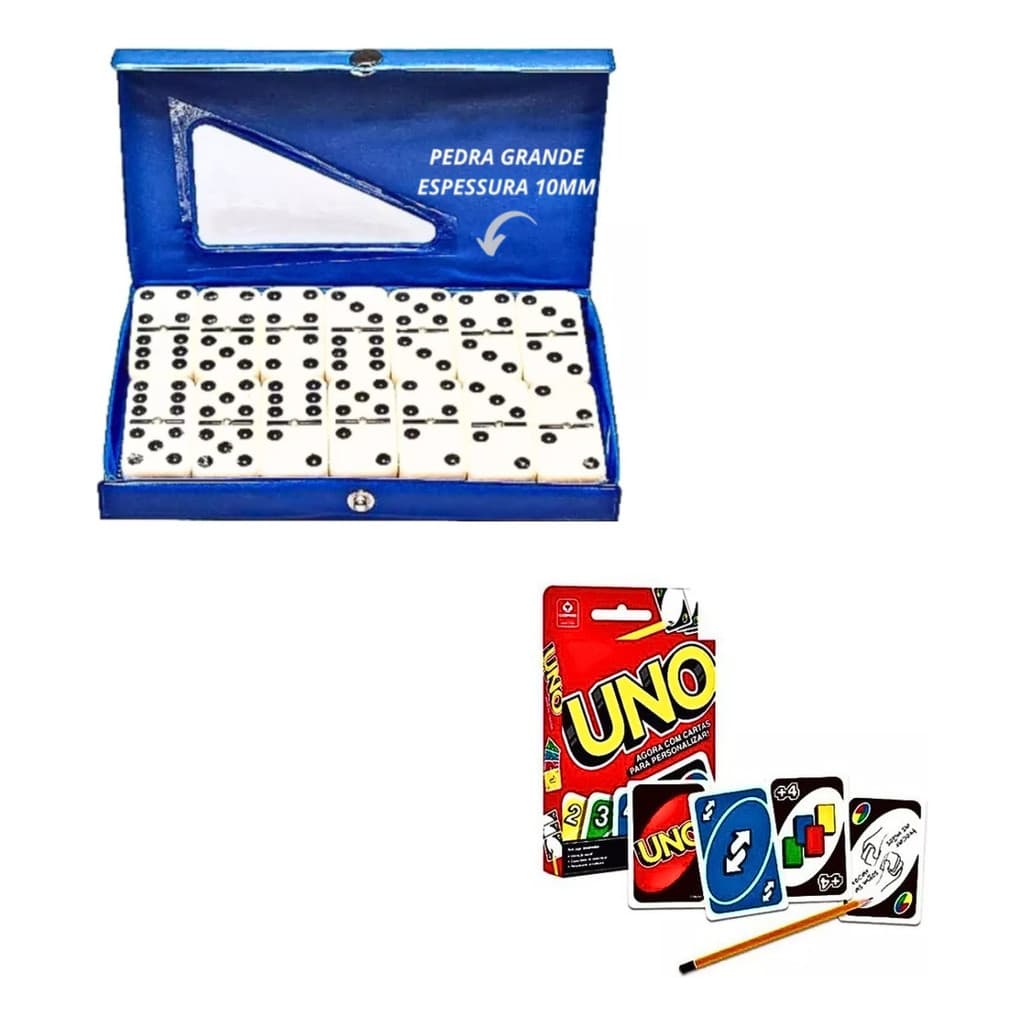 Kit Dominó Profissional + Uno Original Cartas Jogo Presente