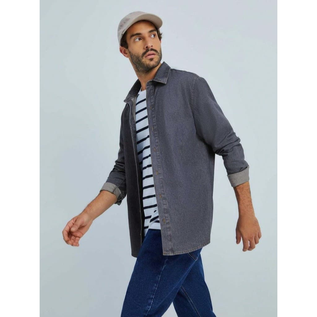 Camisa Jeans Masculina Manga Longa - HERING