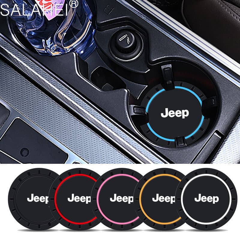 Jeep 2Pieces Silicone Para Copo De Água De Carro Almofada Antiderrapante Jipe Renegade Compass Cherokee Wrangler Patriot