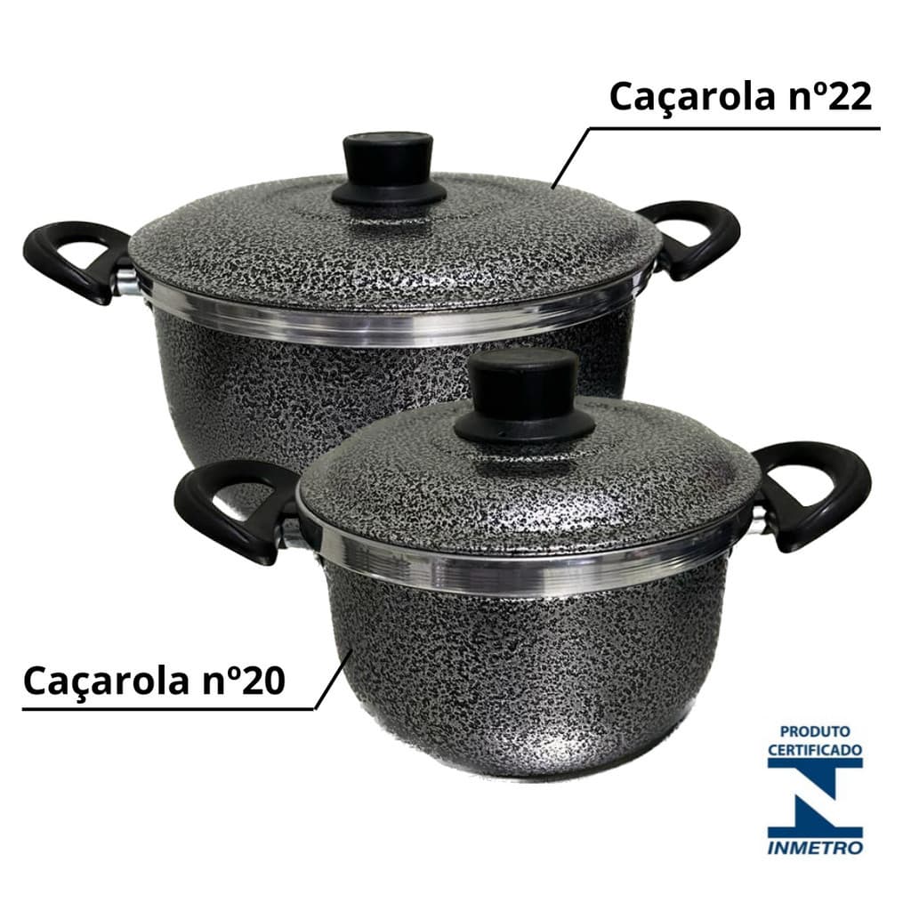 Kit Panelas Avulsas Grandes Alumínio Grosso Craquelado N. 22 e N. 20