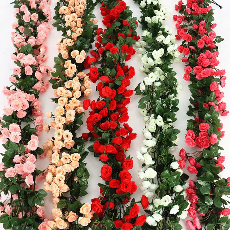 240cm Artificial Rosa Rattan Decoração De Casamento Flor Falsa Videira De Seda Parede Pendurado Casa Jardim Cerca