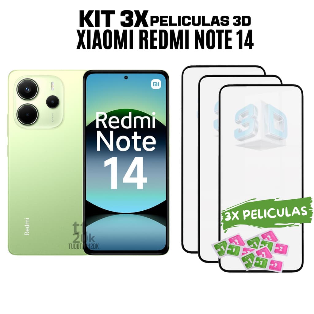 Kit 3 Película REDMI NOTE 14 Vidro Temperado 3d Máxima Cobertura Premium