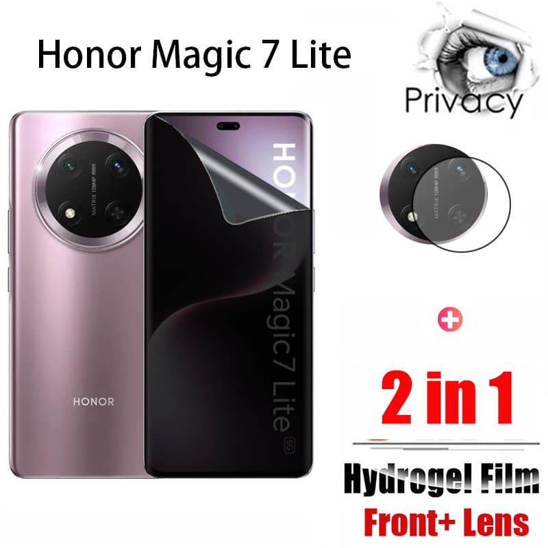2 Em 1 Privacidade Película Honor Magic 7 Lite Protetor De Hidrogel De Privacidade Macio Anti-Espião Para 5 6 Pro 4G 5G