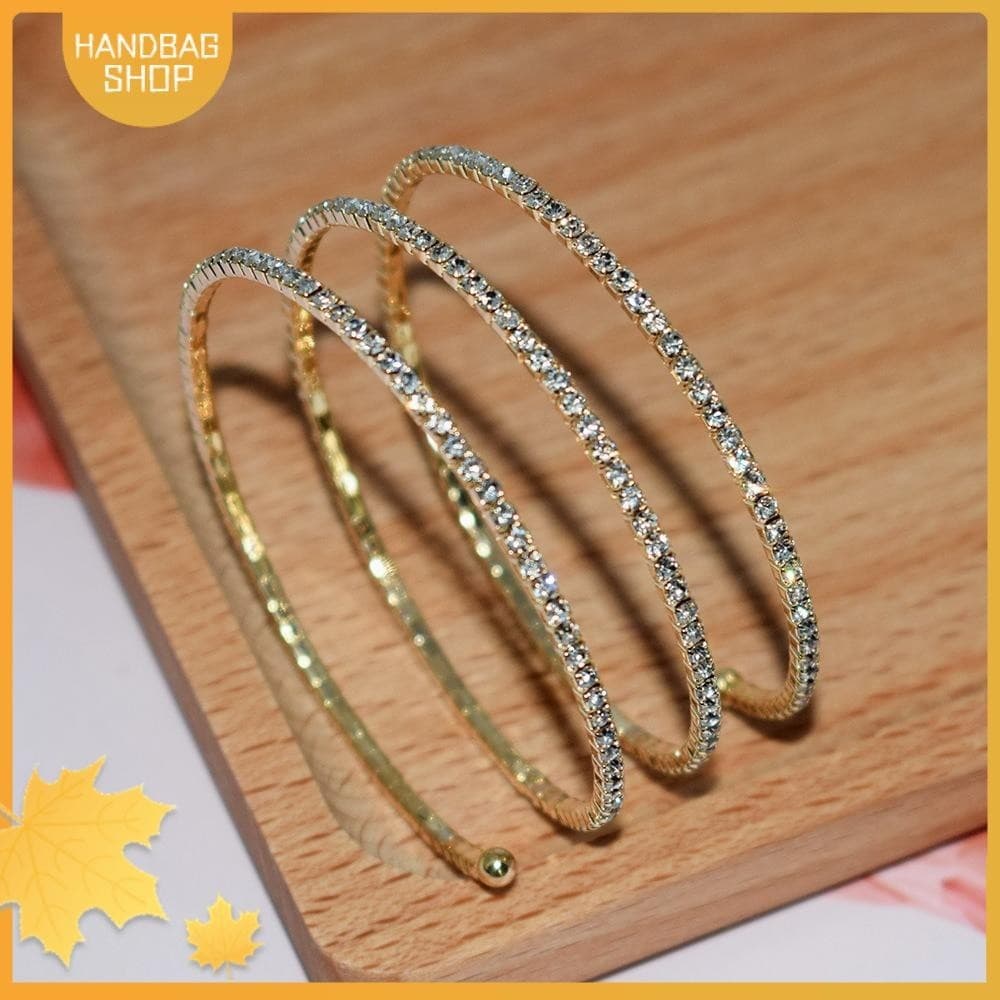 Bolsa Pulseiras De Cobra Enroladas , Corrente De Braço Multicamadas Com Adorno De Strass , Pulseira Espiral Brilhante De