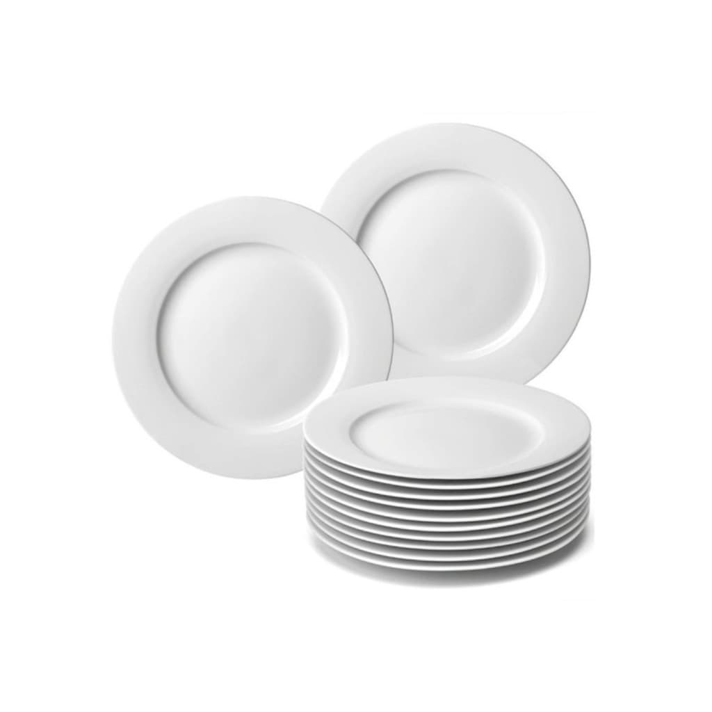 Kit 12 Pratos de Sobremesa Melamina Cor Branco Tamanho 20cm Para Confeitaria, Doces, Buffet e Festa