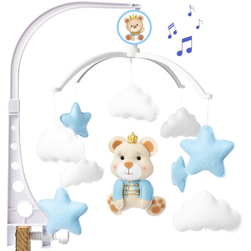 Mobile Musical e Giratório Enfeite de Berço Menino Principe