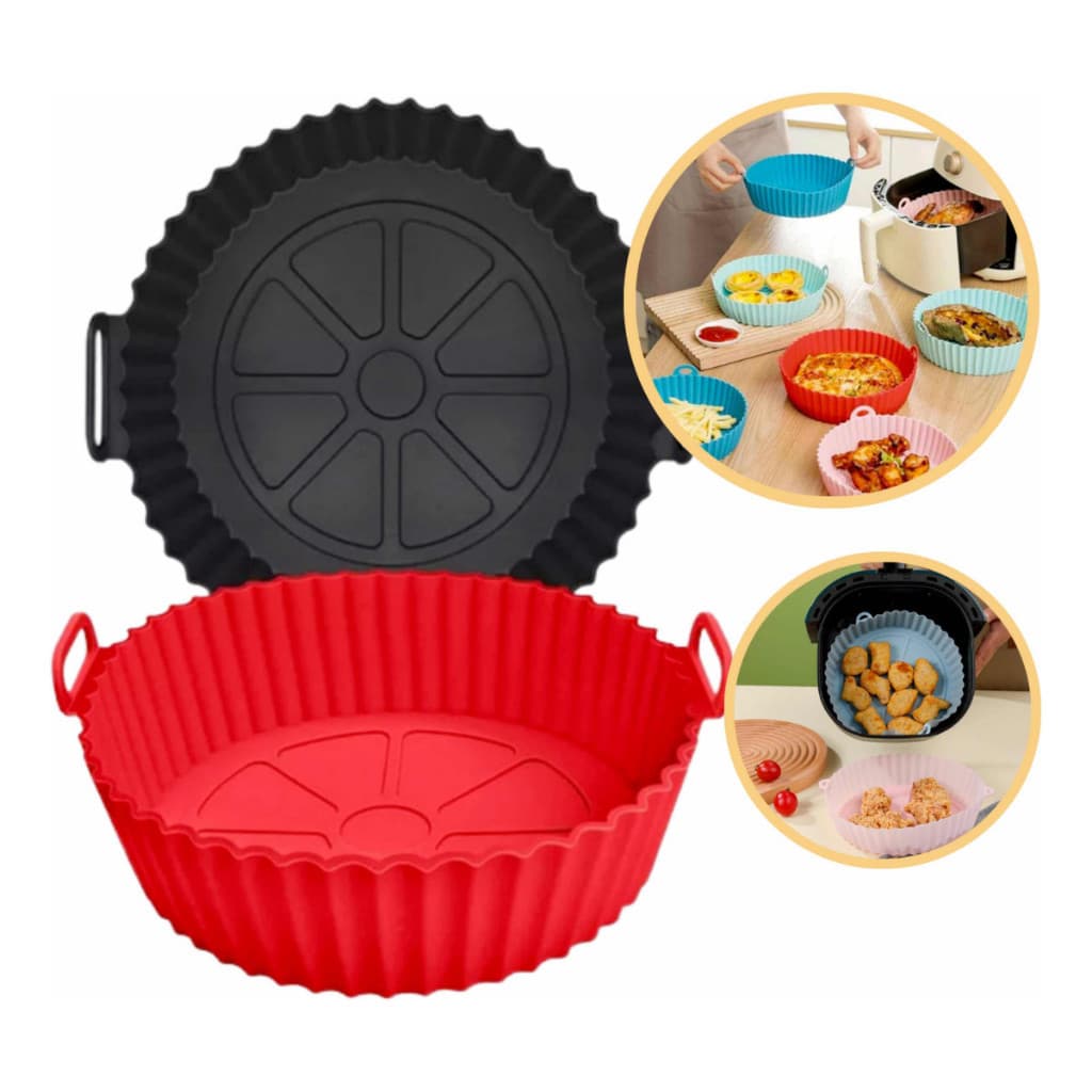 Forma De Silicone Redonda Air fryer Antiaderente Cesto Silicone Fritadeira Elétrica Grande