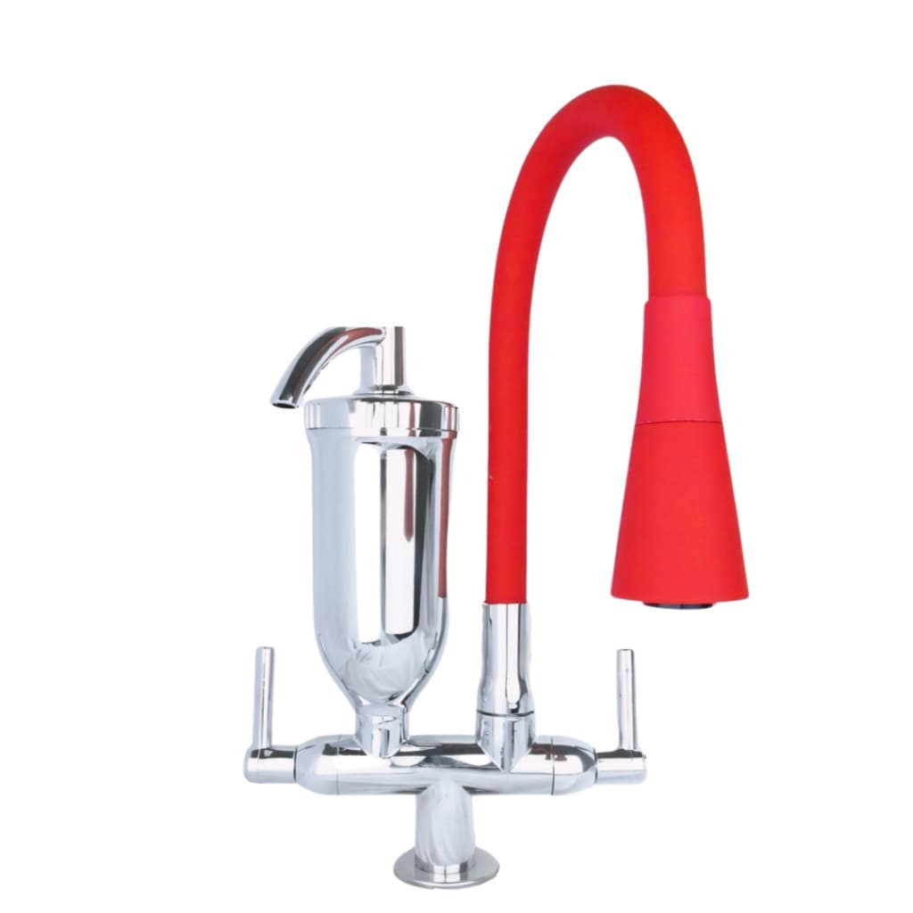 Torneira Gourmet Filtro Tubo Flexível Bancada Cone 2 Jatos 2168 Vermelha