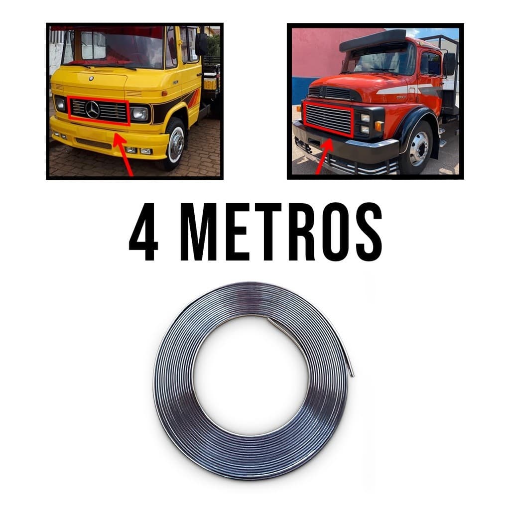 Adesivo Friso Cromado Caminhão Mb 1113 E 608 Adaptação 4mts
