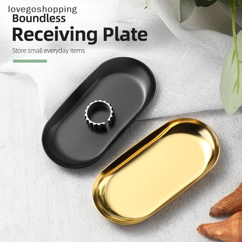 [lovego] Manicure De Aço Inoxidável Jóias Bandeja De Armazenamento Metal Cosmético Oval Bolo De Frutas Sobremesa Placa De Lanche Organizador De Cozinha BR
