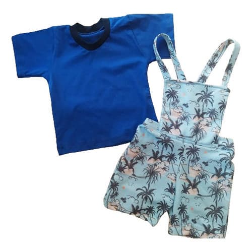 Jardineira De Moletom Bebe Menino 9 A 12 Meses Com Camiseta