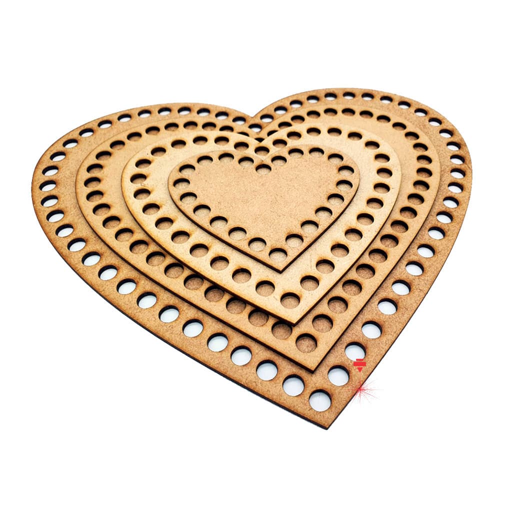 Fundo Base Crochê Fio De Malha MDF 18 Peças Coração