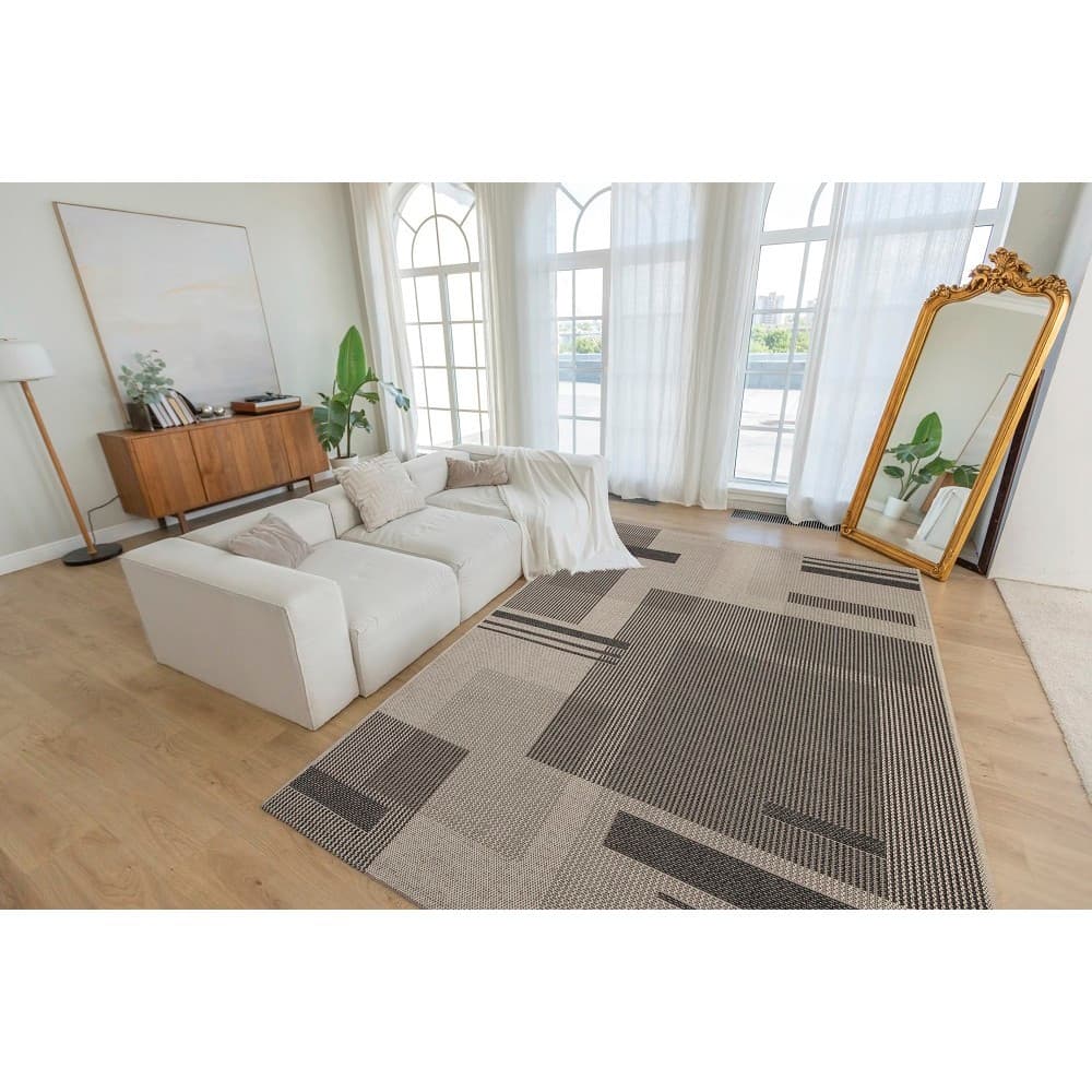Tapete Para Sala Sisal Antiderrapante Eco Nature Painel J Serrano 2,00 x 2,50 Bege Chumbo