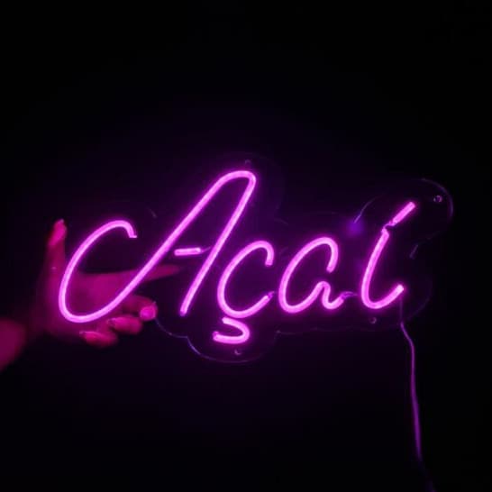Letreiro Luminoso Açaí Led Decoração Placa em Neon Sorveteria