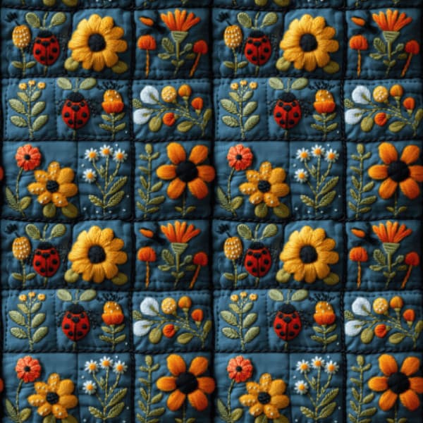 Tecido Sarja Impermeável Coleção Efeito
 3D Joaninhas no Jardim (0,50 x 1,50 mts)
