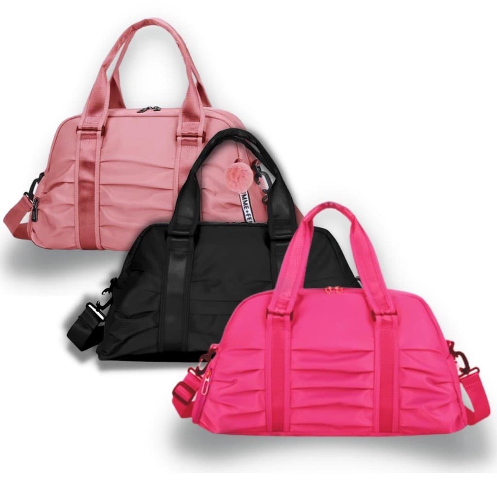 Bolsa Feminina Mala Esportiva Fitness Academia e Viagem com Alça Transversal + Chaveiro Pompom