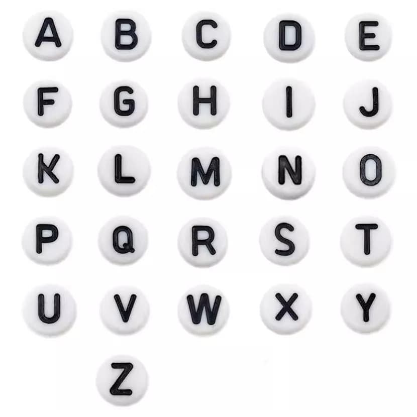 Miçangas Infantil Letras 50Pçs/100Pcs/200Pcs - Branco - Você pode escolher qualquer letra que quiser