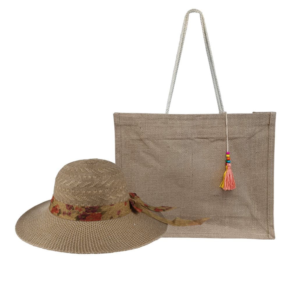 Kit Chapeus Feminino De Praia E Bolsa Impermeavel De Palha - Piscina, Passeios Ao Ar Livre, Cruzeiro, Viagens
