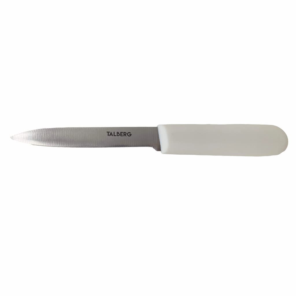 Faca de Cozinha Pequena Picar Temperos Aço Inox Cabo Plástico Branco 20cm Corte Preciso