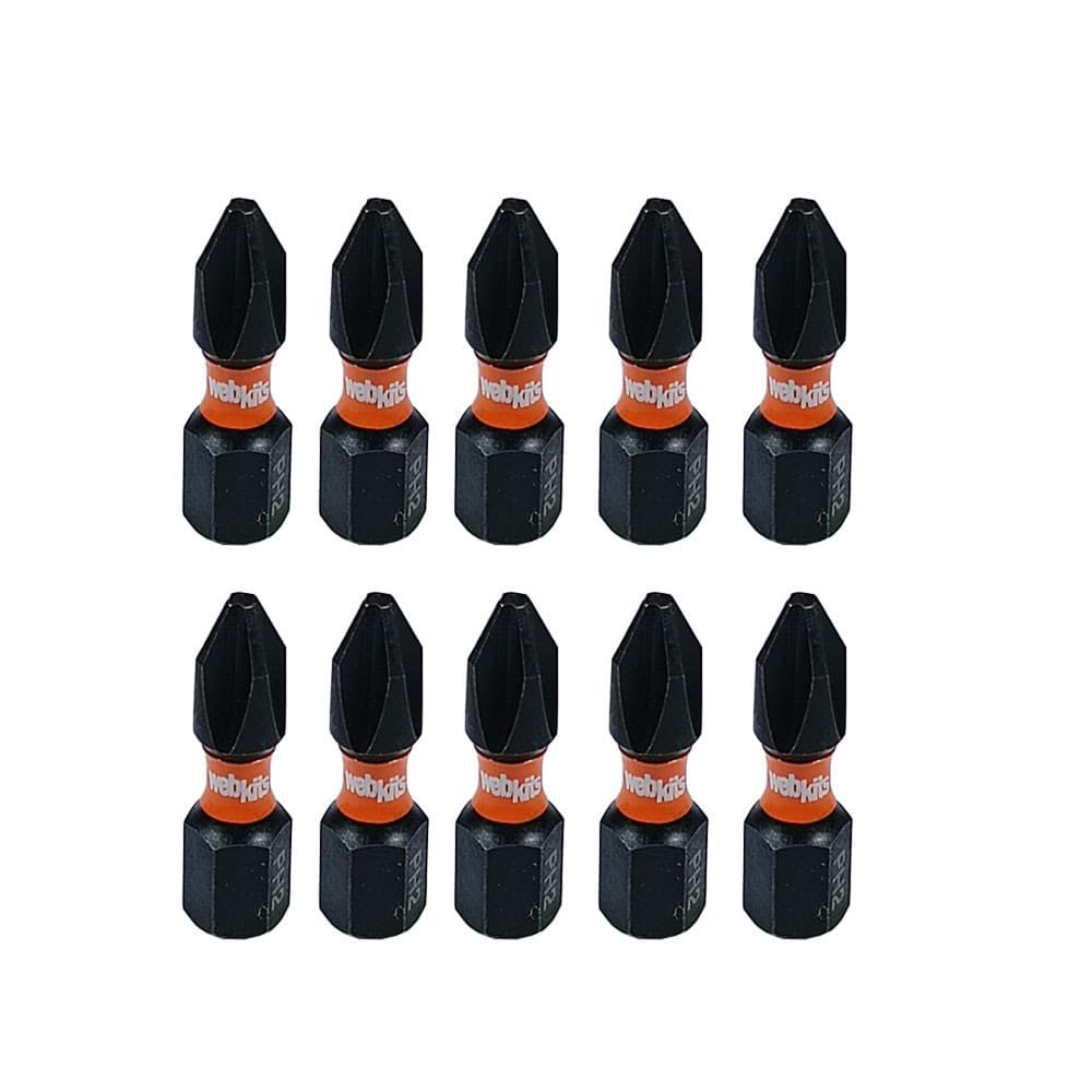 Bits Ponta Phillips 25mm PH2 de Impacto Imantado 10 Peças Webkits