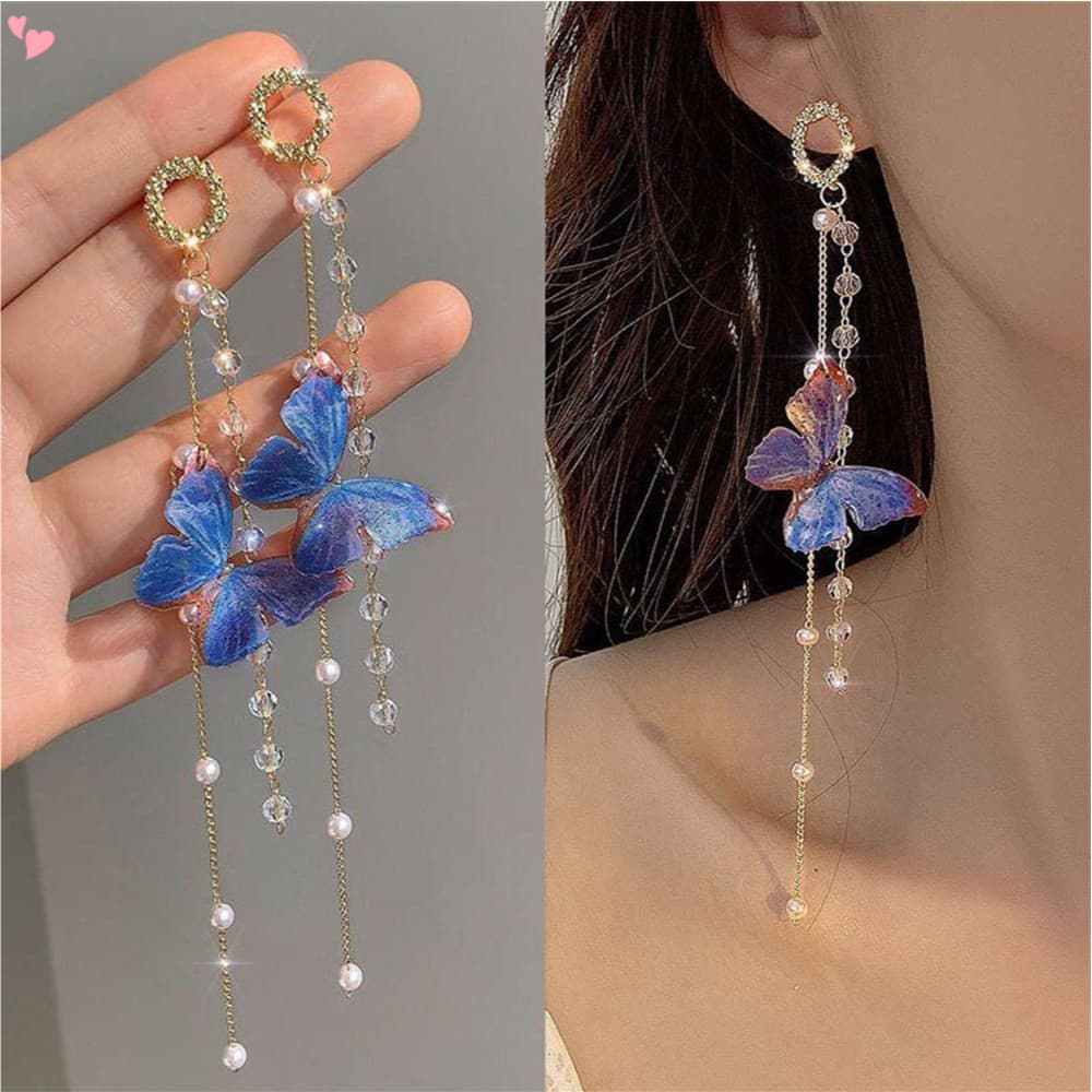 Brincos De Borboleta Tassel Longo Para Meninas Temperamento Mulheres