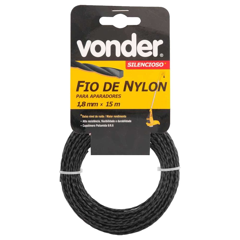 Fio de Nylon Silencioso para Aparadores de Grama 1.8mmX15m Vonder