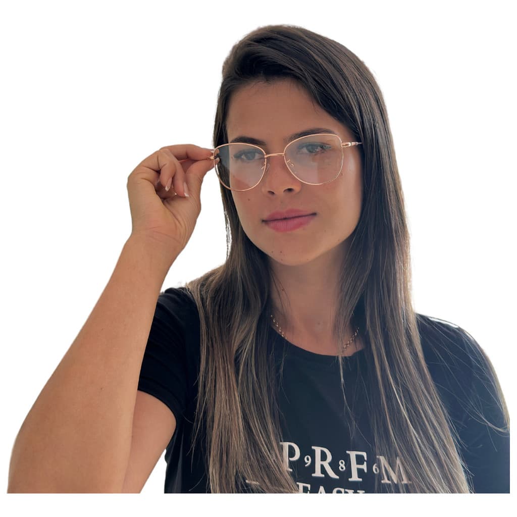 Óculos Armaçao P/ Grau Feminino Metal Finoti Gatinho Luxo