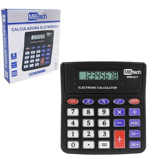 CALCULADORA ELETRONICA 8 DIGITOS BOTAO DE ACRILICO 12,5X11,5CM