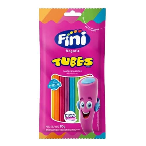 Bala Regaliz Sortida Trolls Fini Tubes Pacote 80g