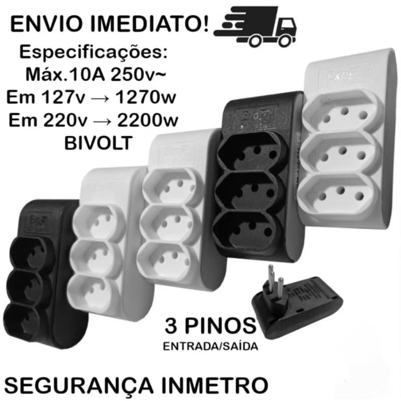 Kit 2 Multiplicador de Tomadas Bivolt

Adaptador de Tomadas 3 Pinos Cores Benjamim