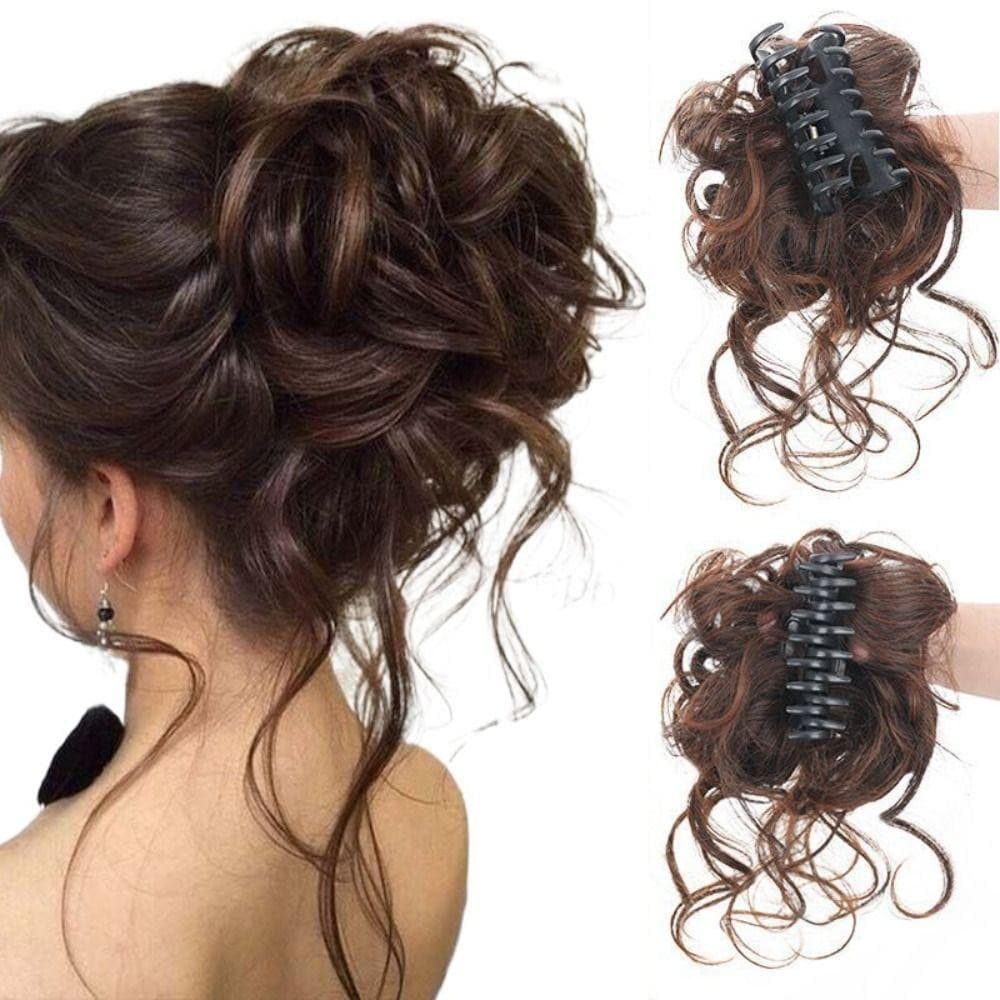DARNELL Coque De Cabelo Sintético , Extensões Faixa Bagunçado Encaracolado Chignon , Com Garra Fofa Natural Fasion
