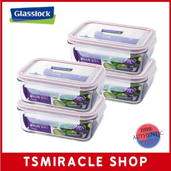 Recipiente Selado De Vidro Retangular Glasslock Purple Edition 715ml 4P