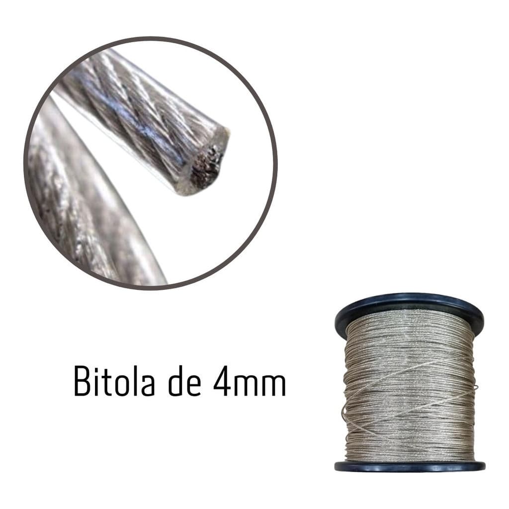 Bobina 100 Metros Cabo De Aço Revestido 4,00mm Para Varal