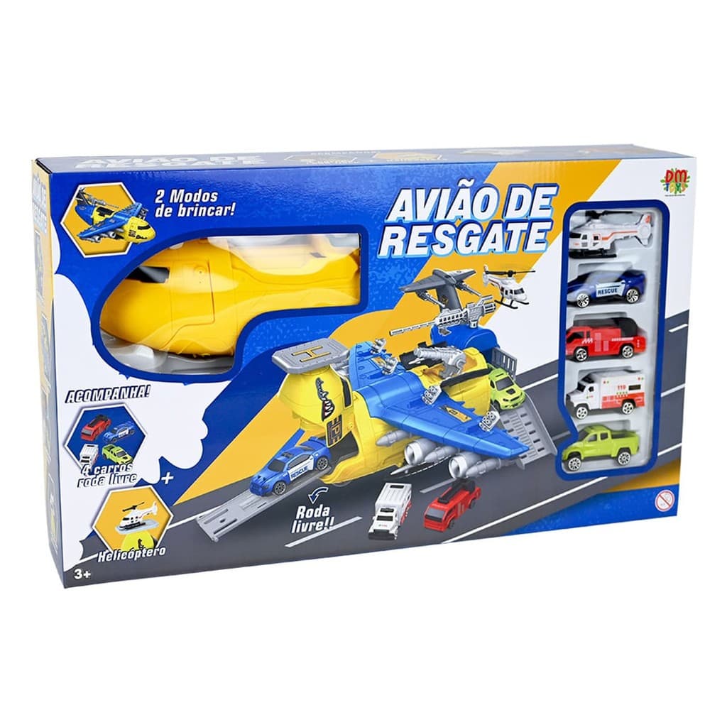 Brinquedo Avião de Resgate 2 em 1 - DM Toys