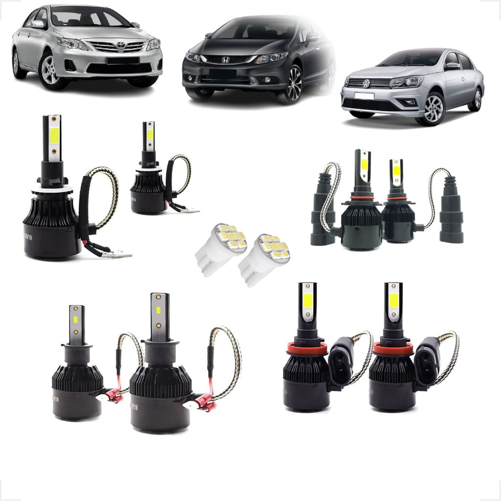 Kit Lâmpadas Led Code Tech One 7800 lumens 4300k e 3000k H3 H11 H27 HB3 HB4 + Pingo para Automóveis