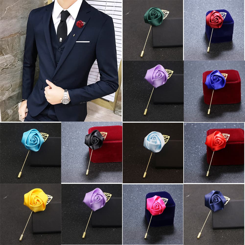 Acessórios De Moda Homem Terno Broches De Flor De Rosa Artificial Alfinetes De Gravata Festa De Casamento