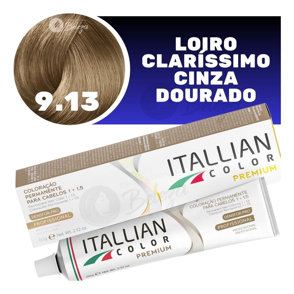 Coloração Itallian Color Louro Clarissimo Cinza Dourado 9.13