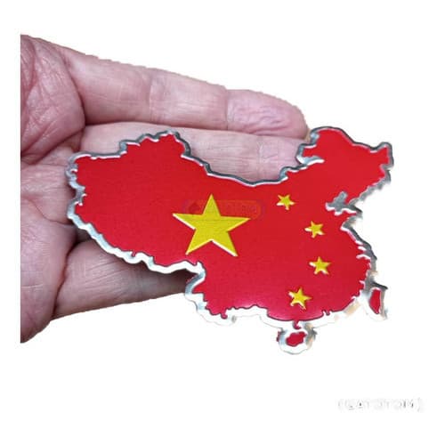 Emblema China Mapa Adesivo Em Metal Auto Relevo Reforçado 2a
