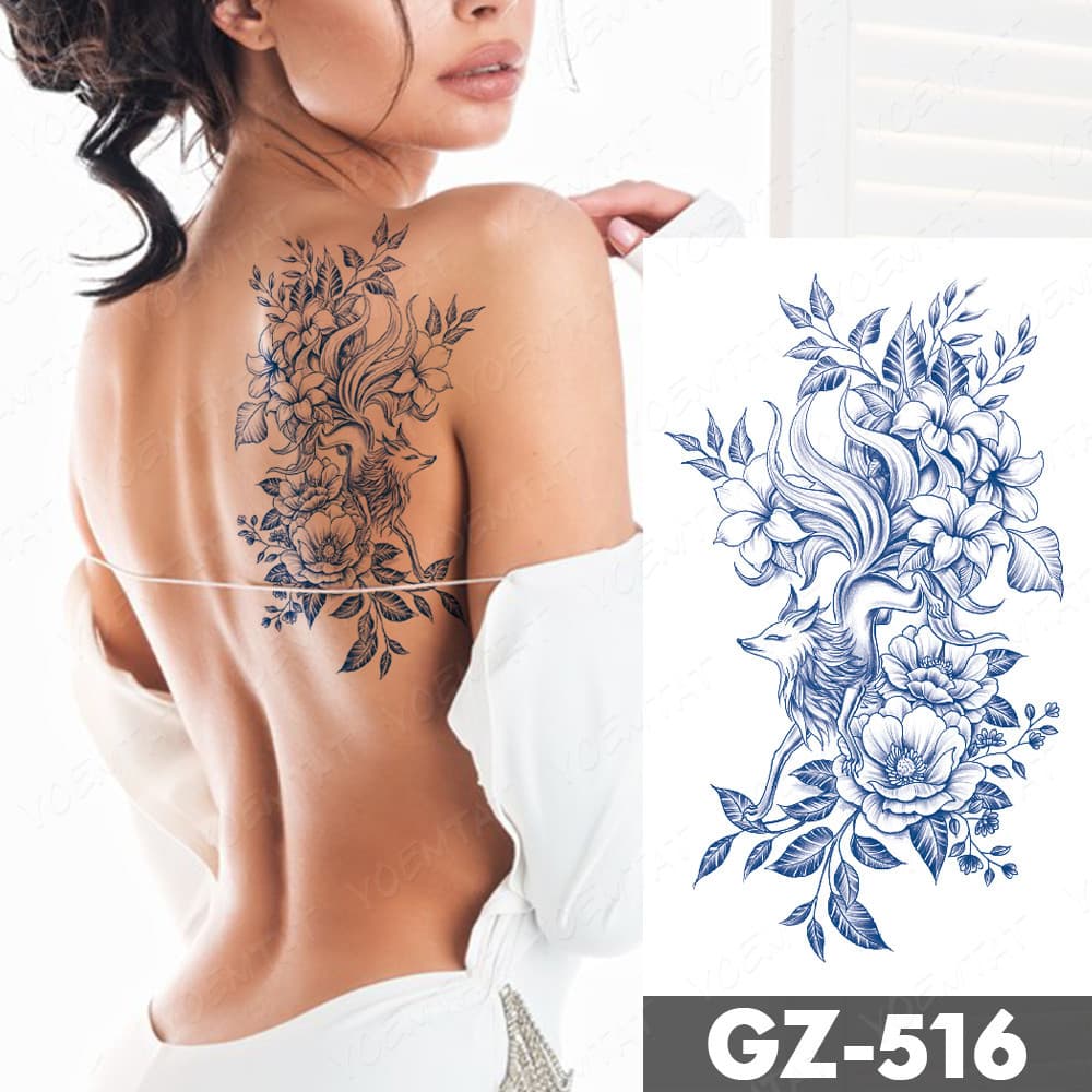 Tatuagem Temporária À Prova D'água Autocolante Cruzada Rosa Costas Genipin Herbal Semi-Permanente Suco Arte Corporal De Tinta Flash Falsa