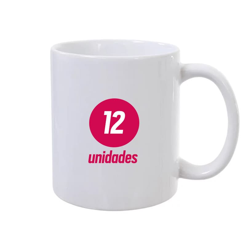 Kit 12 caneca cerâmica sublimação resinada 325 ml branca Sublime xícara porcelana 325 ml classe AAA atacado nacional Oxford Biona
