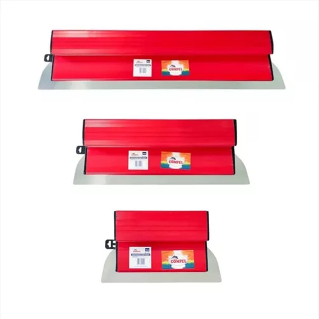 Kit Desempenadeira Berox Aço Inox Lisa 25cm, 40cm e 60cm Compel Flexível Para Massa Corrida