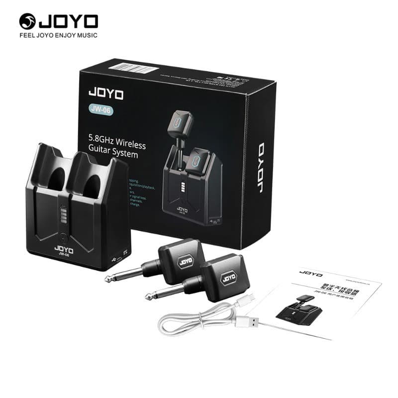 JOYO JW-06 Sistema De Guitarra Sem Fio 5.8GHz Transmissor E Receptor Digital Com Caixa De Carregamento Portátil