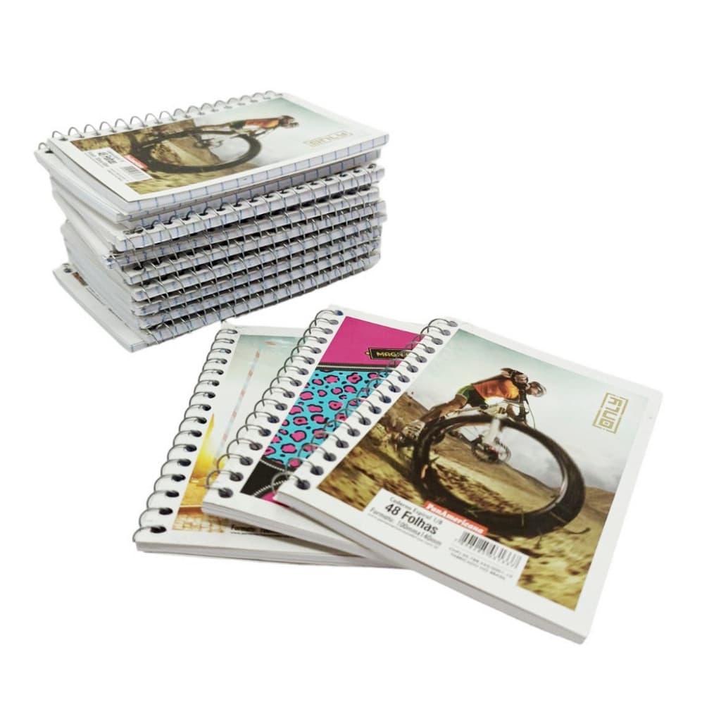 Kit 20 Caderneta Anotações Pequena 1/8 48 Folhas Capa Flex Voltas Aulas Bloco Notas Caderno Escola
