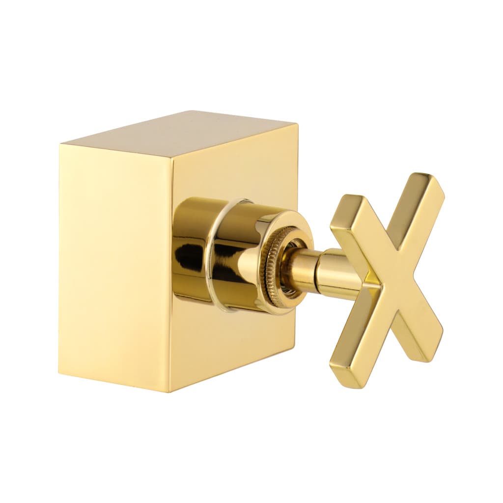 Acabamento Para Registro Geral Banheiro Chuveiro 50mm 1.1/2" 1.1/4" Quadrado Cruzeta Dourado Brilhante Padrão Deca Metal