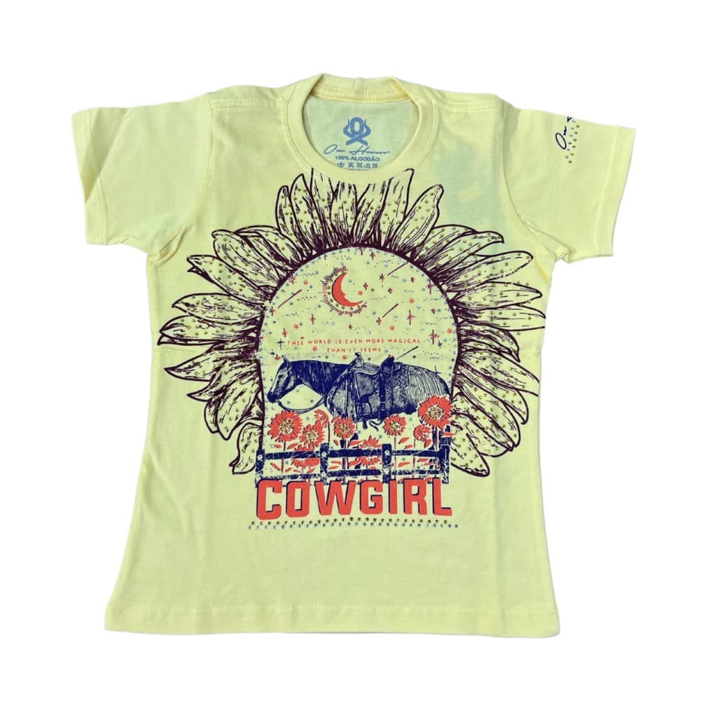 CAMISETA INFANTIL COM STRASS OX HORNS AMARELA